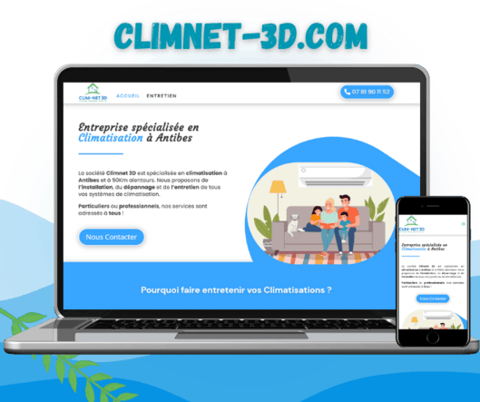 Mockup site web Climnet 3D